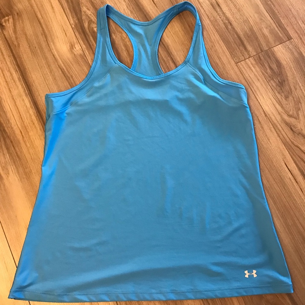 Under Armour blue racerback workout top, size large